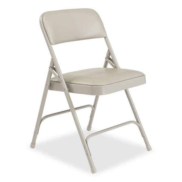 NPS® 1200 Series Premium Vinyl Dual-Hinge Folding Chair, Supports 500lb, 17.75" Seat Height, Warm Gray, 4/CT,Ships in 1-3 Bus Days (NPS1202)