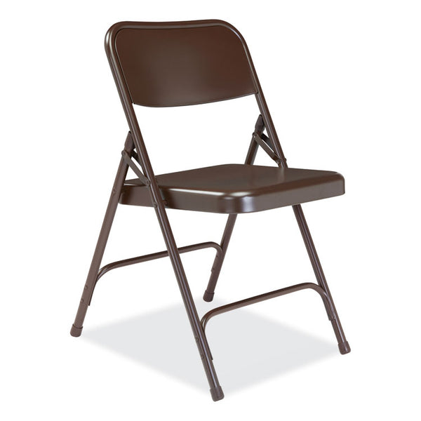 NPS® 200 Series Premium All-Steel Double Hinge Folding Chair, Supports 500 lb, 17.25" Seat Ht, Brown, 4/CT, Ships in 1-3 Bus Days (NPS203)