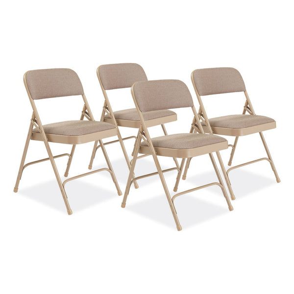 NPS® 2200 Series Deluxe Fabric Upholstered Dual-Hinge Premium Folding Chair, Supports 500lb, Cafe Beige,4/CT,Ships in 1-3 Bus Days (NPS2201)