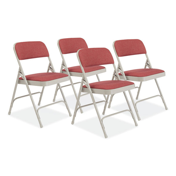 NPS® 2200 Series Fabric Dual-Hinge Premium Folding Chair, Supports 500lb, Cabernet Seat/Back,Gray Base,4/CT, Ships in 1-3 Bus Days (NPS2208)