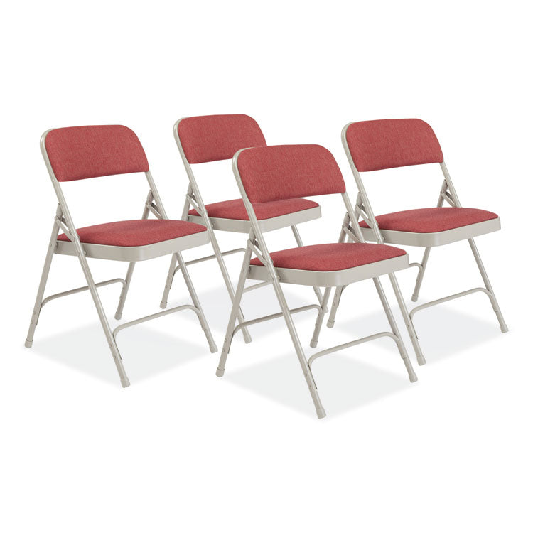 NPS® 2200 Series Fabric Dual-Hinge Premium Folding Chair, Supports 500lb, Cabernet Seat/Back,Gray Base,4/CT, Ships in 1-3 Bus Days (NPS2208) Case of 4