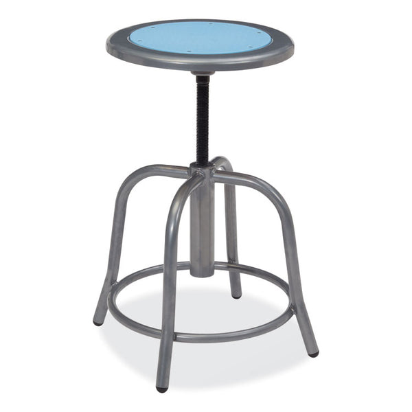 NPS® 6800 Series Height Adj Metal Seat Stool, Supports 300 lb, 18"-24" Seat Ht, Blueberry Seat, Gray Base, Ships in 1-3 Bus Days (NPS680502) Each