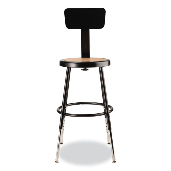 NPS® 6200 Series 19"-27" Height Adj Heavy-Duty Stool w/Backrest, Supports 500 lb, Masonite Seat/Black Base, Ships in 1-3 Bus Days (NPS6218HB10)