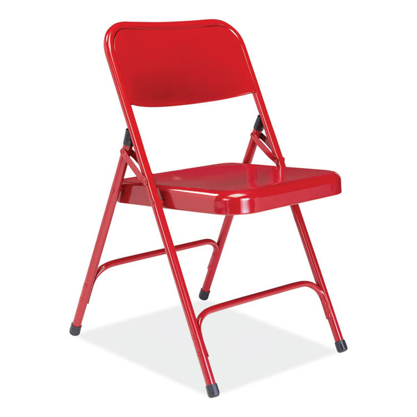 NPS® 200 Series Premium All-Steel Double Hinge Folding Chair, Supports 500 lb, 17.25" Seat Height, Red, 4/CT,Ships in 1-3 Bus Days (NPS240)