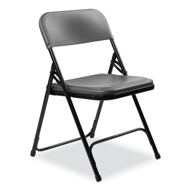 NPS® 800 Series Plastic Folding Chair, Supports 500 lb, 18" Seat Ht, Charcoal Seat/Back, Black Base, 4/CT, Ships in 1-3 Bus Days (NPS820) Case of 4