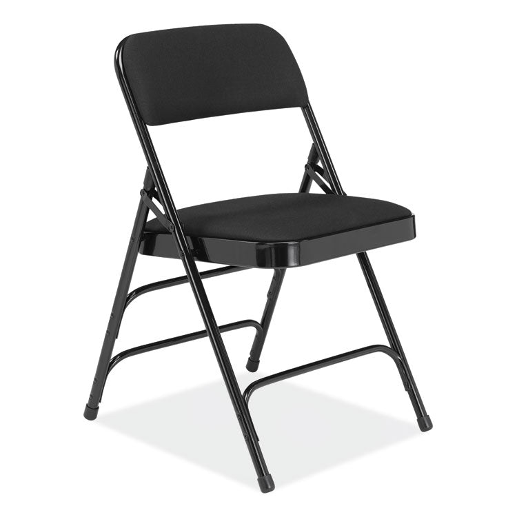 NPS® 2300 Series Fabric Upholstered Triple Brace Premium Folding Chair, Supports 500lb, Midnight Black, 4/CT,Ships in 1-3 Bus Days (NPS2310) Case of 4