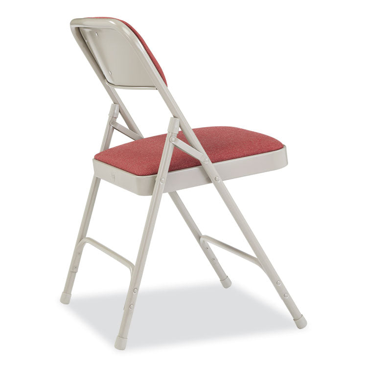 NPS® 2200 Series Fabric Dual-Hinge Premium Folding Chair, Supports 500lb, Cabernet Seat/Back,Gray Base,4/CT, Ships in 1-3 Bus Days (NPS2208) Case of 4