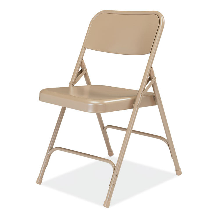 NPS® 200 Series Premium All-Steel Double Hinge Folding Chair, Supports 500 lb, 17.25" Seat Ht, Beige, 4/CT, Ships in 1-3 Bus Days (NPS201) Case of 4