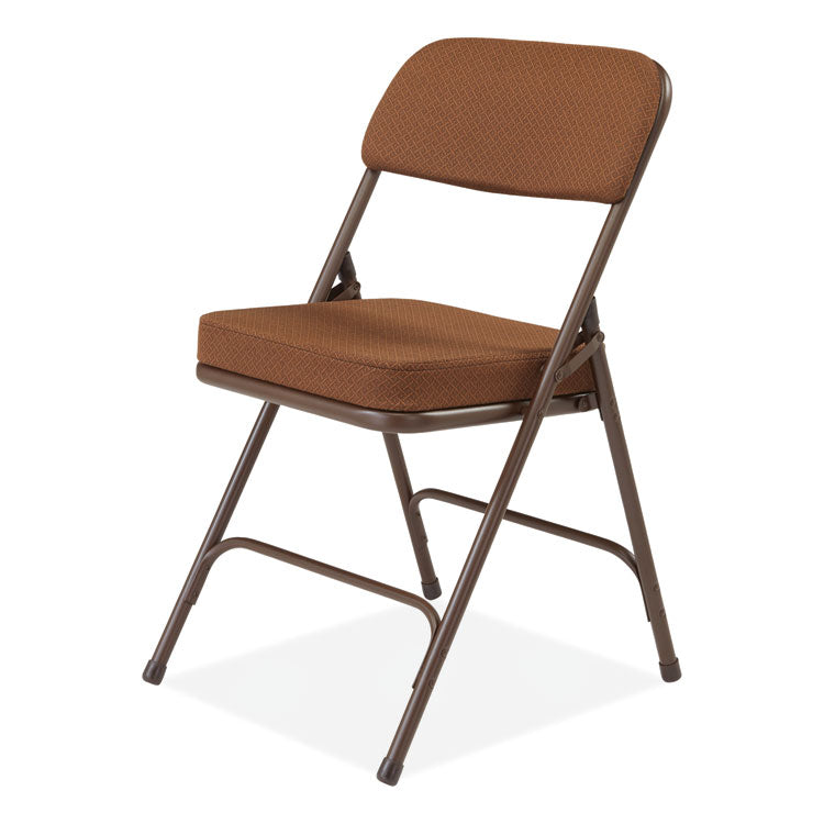 NPS® 3200 Series Premium Fabric Dual-Hinge Folding Chair, Supports 300 lb, Gold Seat/Back, Brown Base, 2/CT, Ships in 1-3 Bus Days (NPS3219) Case of 2