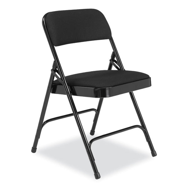 NPS® 2200 Series Fabric Dual-Hinge Folding Chair, Supports 500 lb, Midnight Black Seat/Back, Black Base,4/CT,Ships in 1-3 Bus Days (NPS2210)