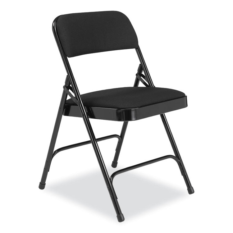 NPS® 2200 Series Fabric Dual-Hinge Folding Chair, Supports 500 lb, Midnight Black Seat/Back, Black Base,4/CT,Ships in 1-3 Bus Days (NPS2210) Case of 4