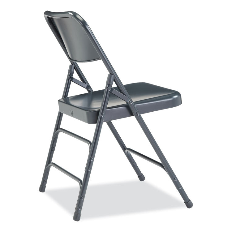 NPS® 300 Series Deluxe All-Steel Triple Brace Folding Chair, Supports 480 lb, 17.25" Seat Height, Blue, 4/CT,Ships in 1-3 Bus Days (NPS304) Case of 4