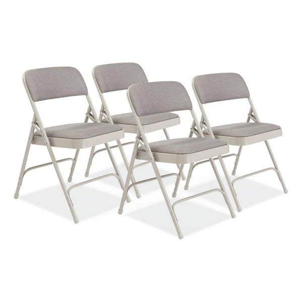 NPS® 2200 Series Fabric Dual-Hinge Premium Folding Chair, Supports 500lb,Greystone Seat/Back,Gray Base,4/CT, Ships in 1-3 Bus Days (NPS2202)