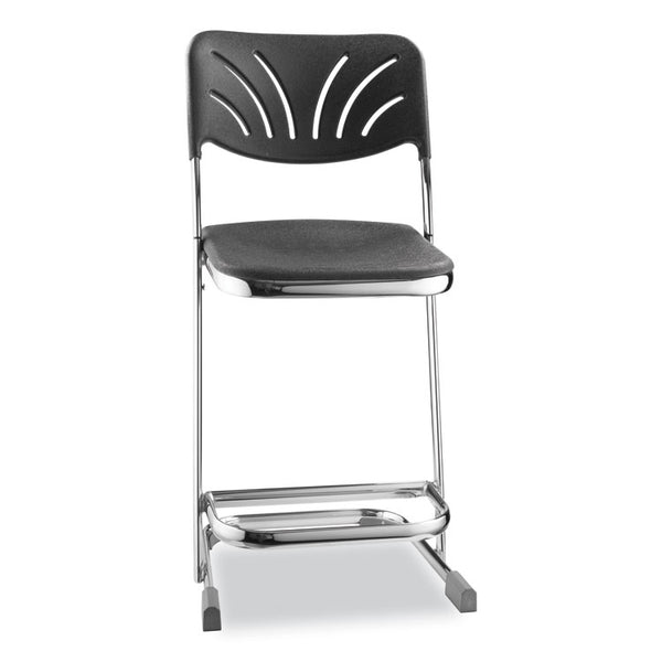 NPS® 6600 Series Elephant Z-Stool With Backrest, Supports 500 lb, 22" Seat Ht, Black Seat/Back, Chrome Frame,Ships in 1-3 Bus Days (NPS6622B) Each