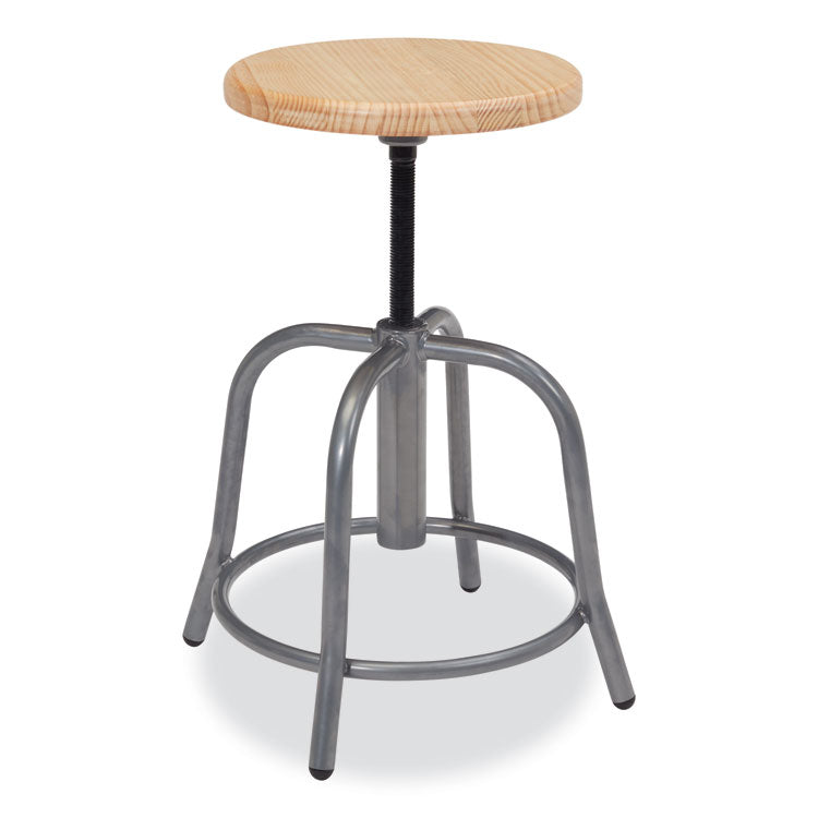 NPS® 6800 Series Height Adj Wood Seat Swivel Stool, Supports 300 lb, 19"-25" Seat Ht, Maple Seat, Gray Base, Ships in 1-3 Bus Days (NPS6800W02) Each