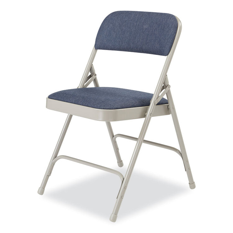 NPS® 2200 Series Fabric Dual-Hinge Premium Folding Chair, Supports 500 lb, Blue Seat/Back, Gray Base, 4/CT, Ships in 1-3 Bus Days (NPS2205) Case of 4