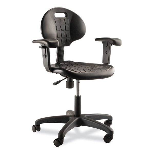 NPS® 6700 Series Polyurethane Adj Height Task Chair w/Arms, Supports 300lb, 16"-21" Seat Ht, Black Seat/Base,Ships in 1-3 Bus Days (NPS6716HBA) Each