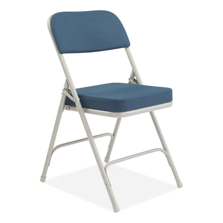 NPS® 3200 Series Fabric Dual-Hinge Folding Chair, Supports 300 lb, Regal Blue Seat/Back, Gray Base, 2/CT, Ships in 1-3 Bus Days (NPS3215) Case of 2