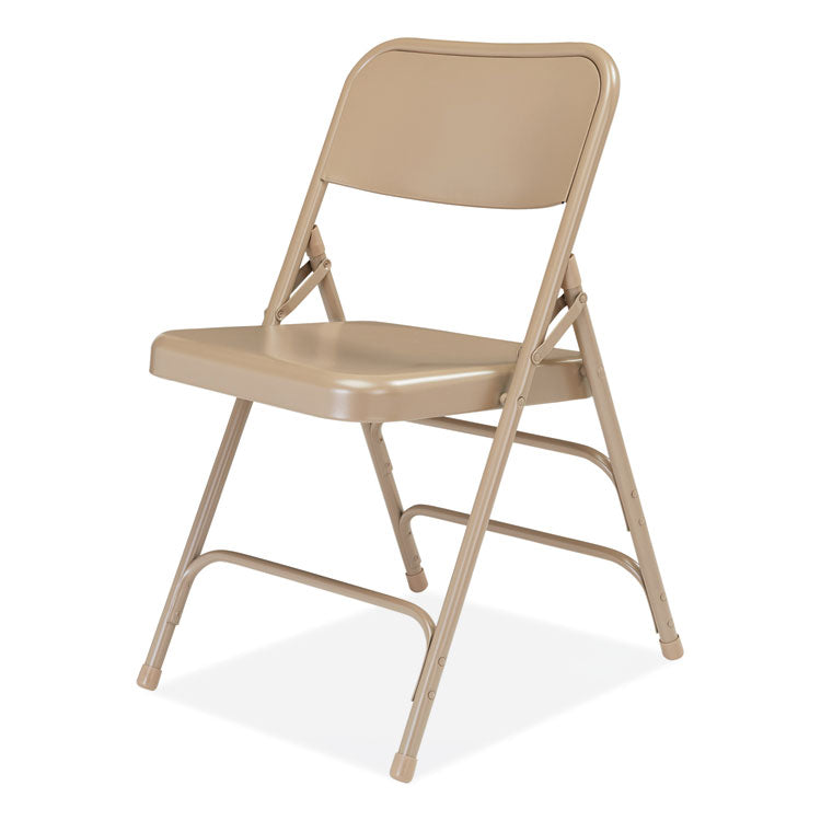 NPS® 300 Series Deluxe All-Steel Triple Brace Folding Chair, Supports 480 lb, 17.25" Seat Ht, Beige, 4/CT, Ships in 1-3 Bus Days (NPS301) Case of 4