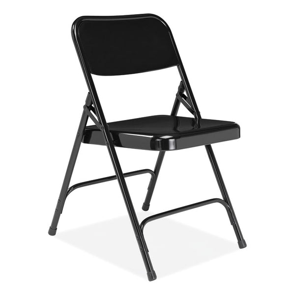 NPS® 200 Series Premium All-Steel Double Hinge Folding Chair, Supports 500 lb, 17.25" Seat Ht, Black, 4/CT, Ships in 1-3 Bus Days (NPS210)