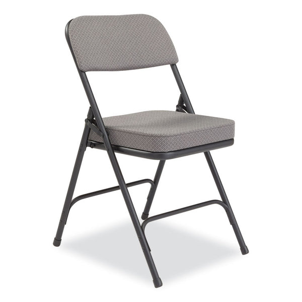 NPS® 3200 Series Fabric Dual-Hinge Folding Chair, Supports 300 lb, Charcoal Seat/Back, Black Base, 2/CT, Ships in 1-3 Bus Days (NPS3212)