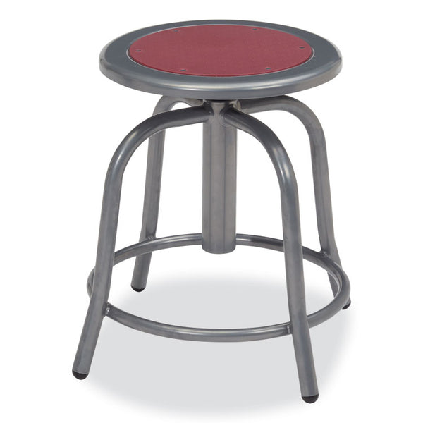 NPS® 6800 Series Height Adj Metal Seat Swivel Stool, Supports 300lb, 18"-24" Seat Ht,Burgundy Seat/Gray Base,Ships in 1-3 Bus Days (NPS681802) Each