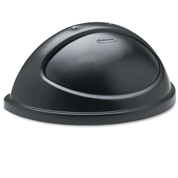 Rubbermaid® Commercial Untouchable Plastic Half-Round Lid, 21.38w x 12.38d x 9.13h, Black (RCP362000BK)