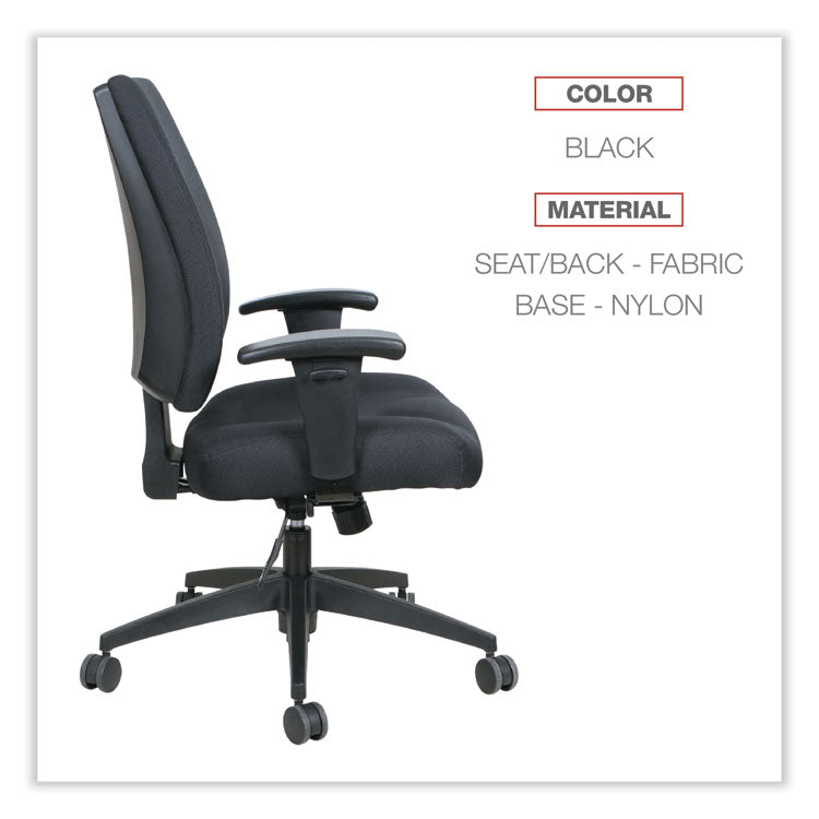 Alera® Alera Wrigley Series High Performance Mid-Back Synchro-Tilt Task Chair, Supports 275 lb, 17.91" to 21.88" Seat Height, Black (ALEHPS4201)