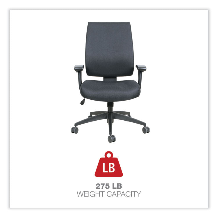 Alera® Alera Wrigley Series High Performance Mid-Back Synchro-Tilt Task Chair, Supports 275 lb, 17.91" to 21.88" Seat Height, Black (ALEHPS4201) Each