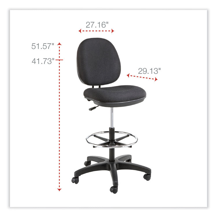 Alera® Alera Interval Series Swivel Task Stool, Supports Up to 275 lb, 23.93" to 34.53" Seat Height, Black Fabric (ALEIN4611)