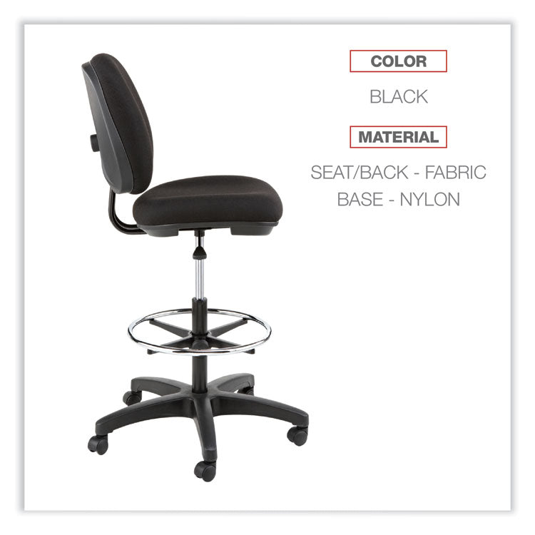 Alera® Alera Interval Series Swivel Task Stool, Supports Up to 275 lb, 23.93" to 34.53" Seat Height, Black Fabric (ALEIN4611)