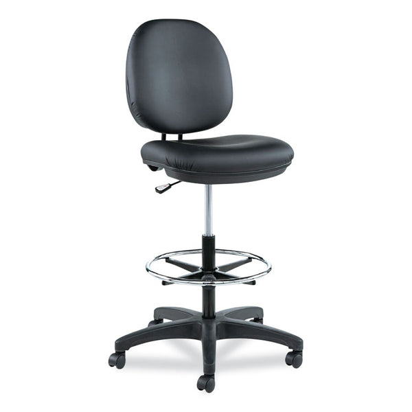 Alera® Alera Interval Series Swivel Task Stool, Supports Up to 275 lb, 23.93" to 34.53" Seat Height, Black Faux Leather (ALEIN4616)