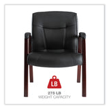 Alera® Alera Madaris Series Bonded Leather Guest Chair with Wood Trim Legs, 25.39" x 25.98" x 35.62", Black Seat/Back, Mahogany Base (ALEMA43ALS10M)