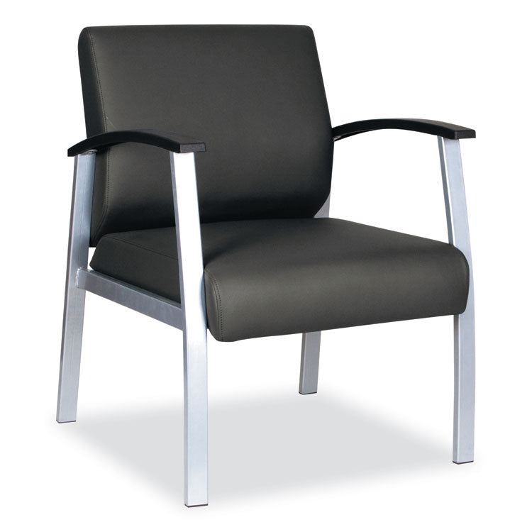 Alera® Alera metaLounge Series Mid-Back Guest Chair, 24.6" x 26.96" x 33.46", Black Seat, Black Back, Silver Base (ALEML2319)