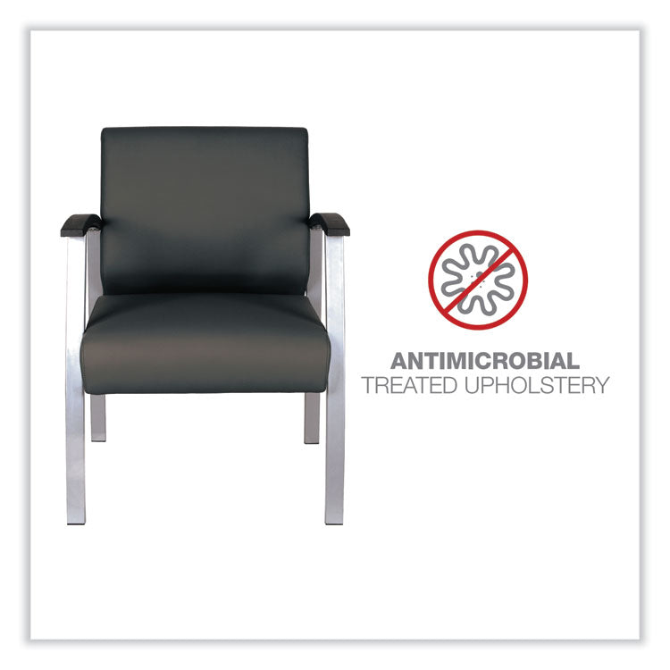 Alera® Alera metaLounge Series Mid-Back Guest Chair, 24.6" x 26.96" x 33.46", Black Seat, Black Back, Silver Base (ALEML2319)