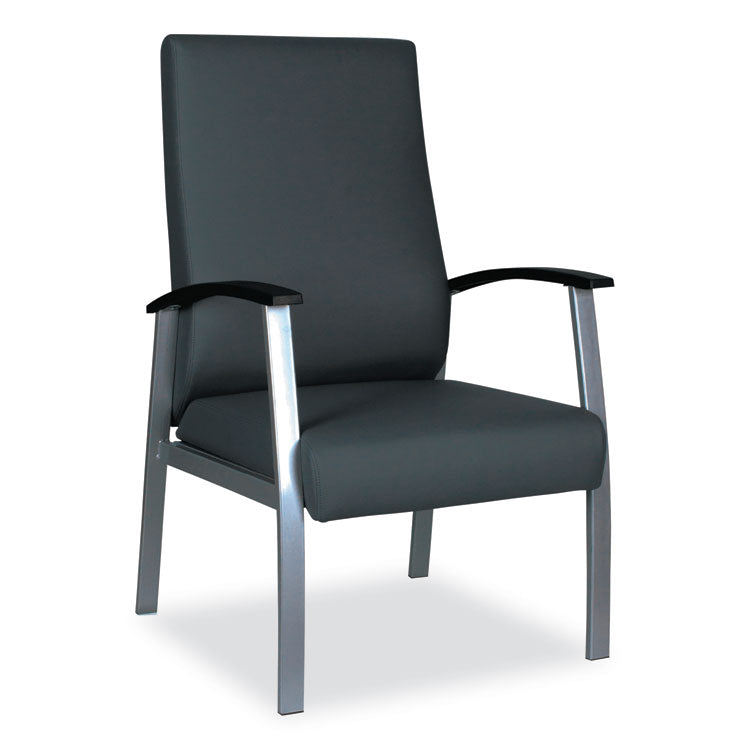 Alera® Alera metaLounge Series High-Back Guest Chair, 24.6" x 26.96" x 42.91", Black Seat, Black Back, Silver Base (ALEML2419) Each