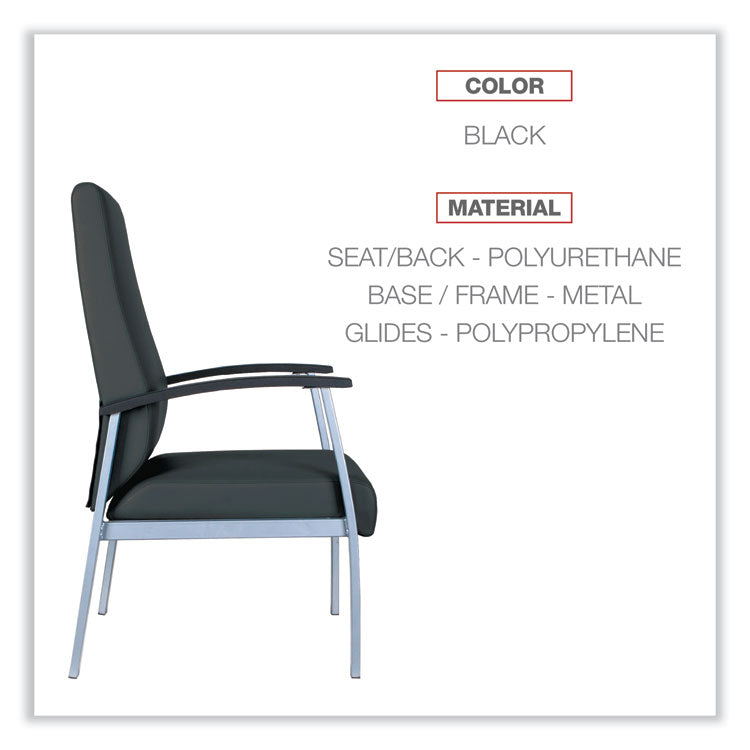 Alera® Alera metaLounge Series High-Back Guest Chair, 24.6" x 26.96" x 42.91", Black Seat, Black Back, Silver Base (ALEML2419) Each