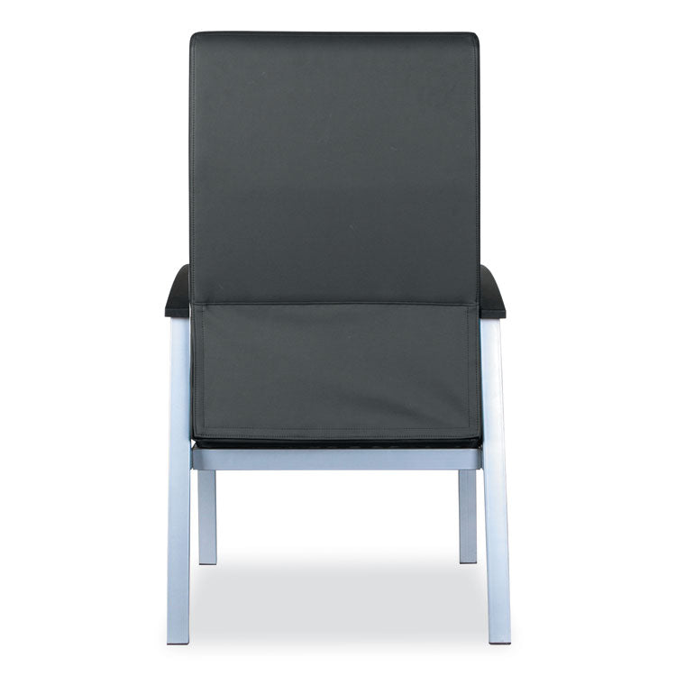 Alera® Alera metaLounge Series High-Back Guest Chair, 24.6" x 26.96" x 42.91", Black Seat, Black Back, Silver Base (ALEML2419) Each