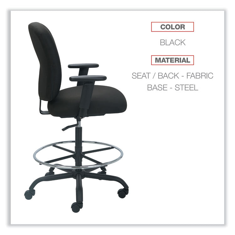 Alera® Alera Mota Series Big and Tall Stool, Supports Up to 450 lb, 28.74" to 32.67" Seat Height, Black (ALEMT4610)