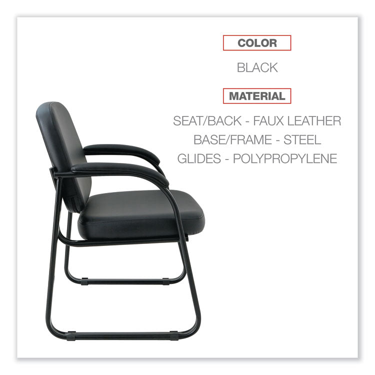 Alera® Alera Genaro Series Faux Leather Half-Back Sled Base Guest Chair, 25" x 24.80" x 33.66", Black Seat, Black Back, Black Base (ALERL43C16)