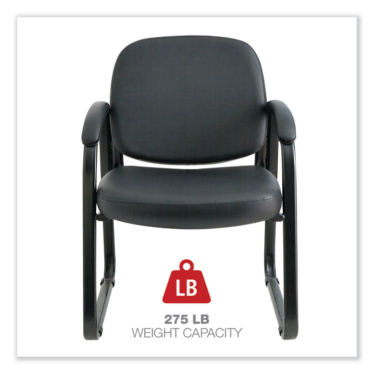 Alera® Alera Genaro Series Faux Leather Half-Back Sled Base Guest Chair, 25" x 24.80" x 33.66", Black Seat, Black Back, Black Base (ALERL43C16)