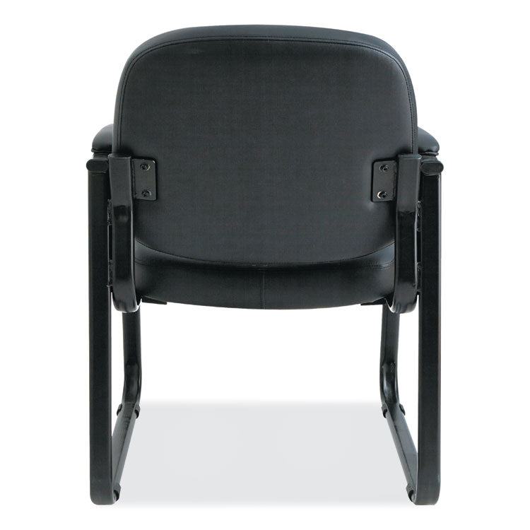 Alera® Alera Genaro Series Faux Leather Half-Back Sled Base Guest Chair, 25" x 24.80" x 33.66", Black Seat, Black Back, Black Base (ALERL43C16)