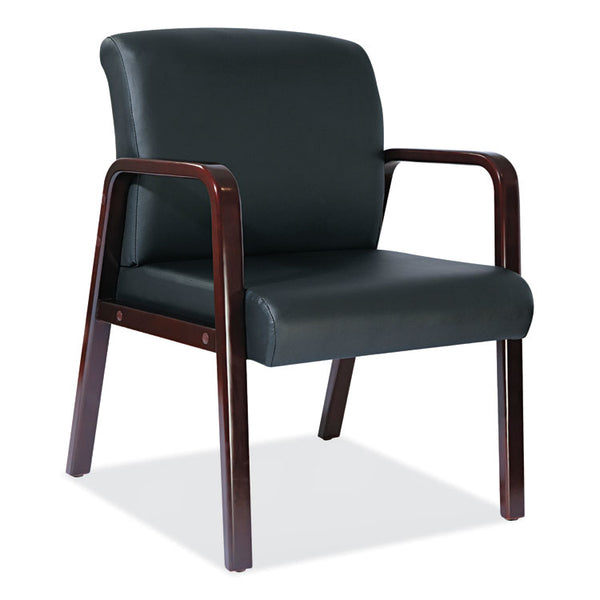 Alera® Alera Reception Lounge WL Series Guest Chair, 24.21" x 24.8" x 32.67", Black Seat, Black Back, Mahogany Base (ALERL4319M)