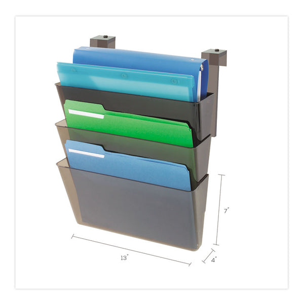 deflecto® DocuPocket Three-Pocket File Partition Set, 3 Sections, Letter Size, 13" x 7" x 20", Smoke, 3/Set (DEF73502RT) Set of 3