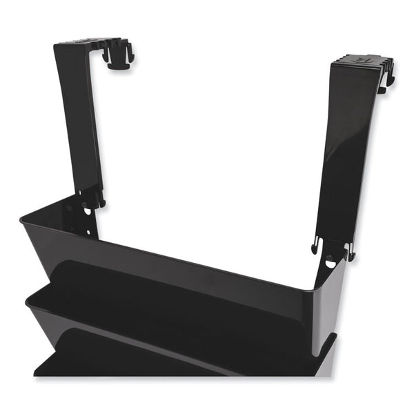 deflecto® Two Break-Resistant Plastic Partition Brackets, For 2.63 to 4.13 Wide Partition Walls, Black, 2/Pack (DEF391404) Set of 2