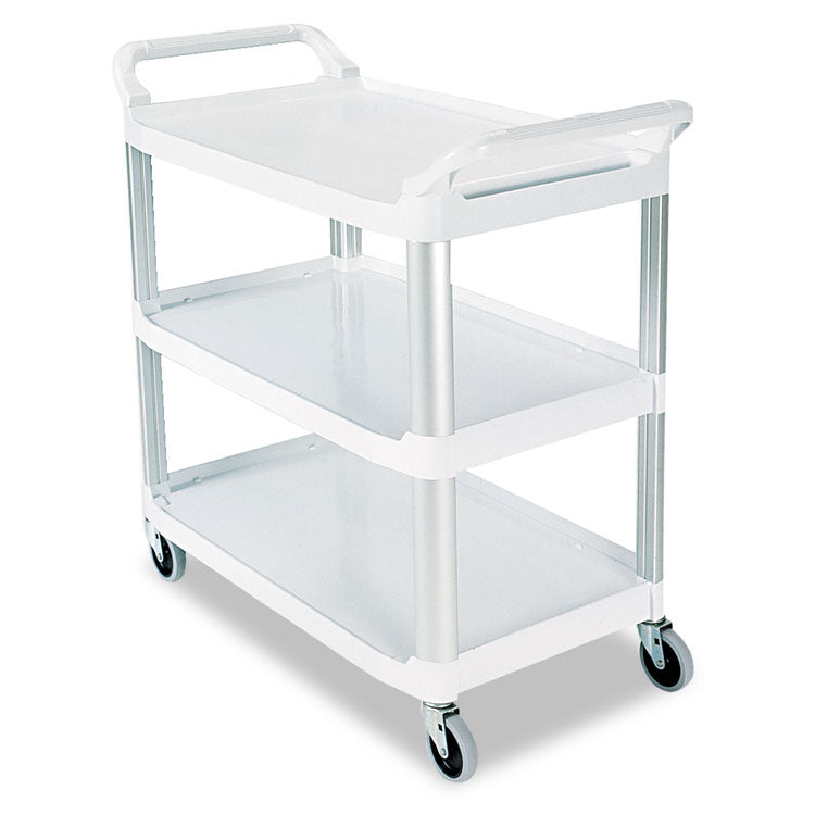 Rubbermaid® Commercial Xtra Utility Cart with Open Sides, Plastic, 3 Shelves, 300 lb Capacity, 40.63" x 20" x 37.81", Off-White (RCP409100CM)