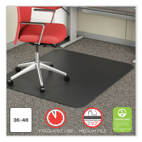 deflecto® SuperMat Frequent Use Chair Mat for Medium Pile Carpet, 36 x 48, Rectangular, Black (DEFCM14142BLK)