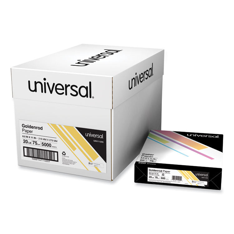 Universal® Deluxe Colored Paper, 20 lb Bond Weight, 8.5 x 11, Goldenrod, 500/Ream (UNV11205)