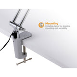 Modern LED Clamp Desk Lamp, 15.7" High, Silver (BOSVLED530) Each