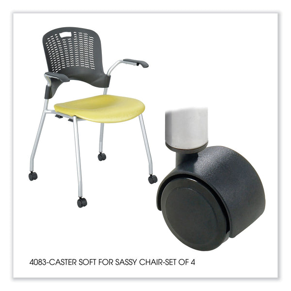 Safco® Sassy Stack Chair Casters, 2.5" Wheel, Black, 4/Set (SAF4083BL) Each